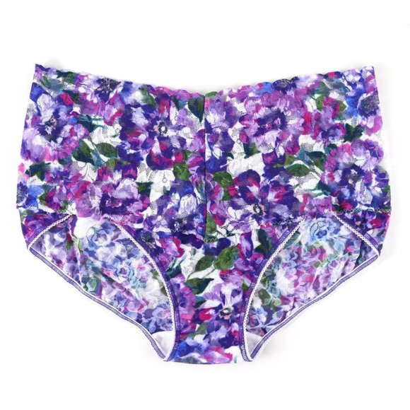 HANKY PANKY Purple Pansy Retro High Waist Lace V-Kini In Purple Multi - Picture 3 of 3